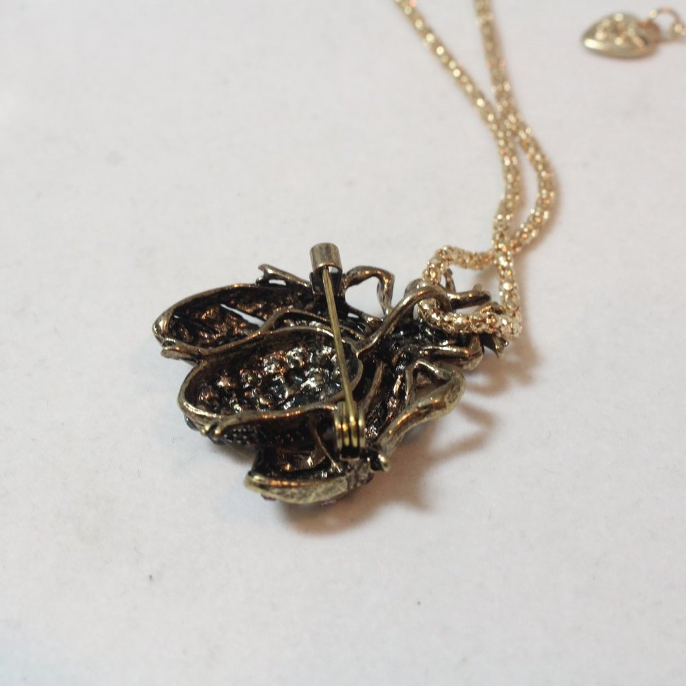Betsey Johnson Purple Crystal Rhinestone Bee Bumble Bee Insect Pin or Necklace - Picture 6 of 11